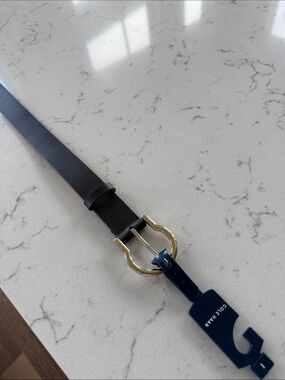 Cole Haan Black Leather Belt with Gold Buckle